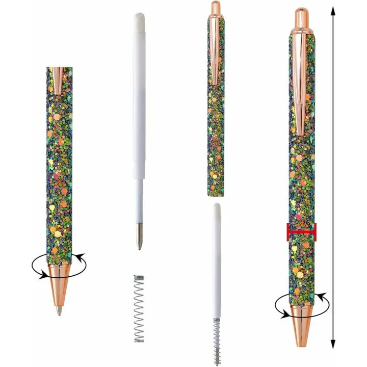 Glitter Ballpoint Pens Set – 11 Cute Metal Writing Pens