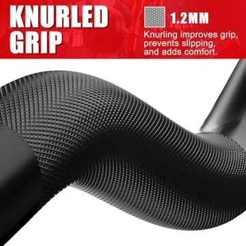 Holleyweb Olympic Barbell Curl Bar EZ Bar Strength Training Bar Threaded Chrome Barbell Bar for Weightlifting, Hip Thrusts, Squats and Lunges, Black, 47 inches (A-YD04002)