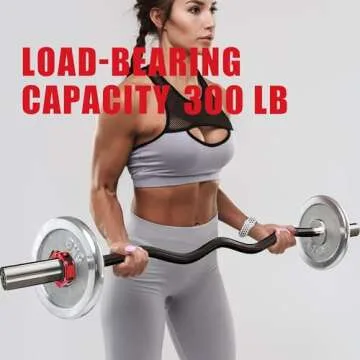 Holleyweb Olympic Barbell Curl Bar EZ Bar Strength Training Bar Threaded Chrome Barbell Bar for Weightlifting, Hip Thrusts, Squats and Lunges, Black, 47 inches (A-YD04002)