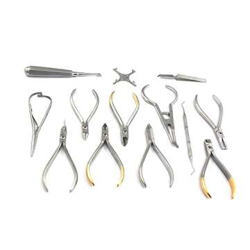 DDP Set of Orthodontic Instruments of 13 Pieces - Stainless Steel - with Boone Gauge