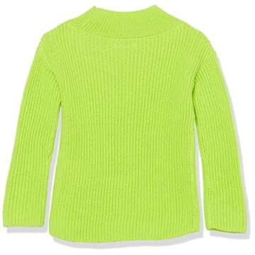 Amazon Essentials Girls' Modern Wide-Neck Pullover Sweater, Lime Green, Small