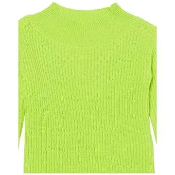 Amazon Essentials Girls' Modern Wide-Neck Pullover Sweater, Lime Green, Small