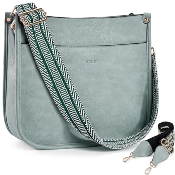 HKCLUF Crossbody Bags for Women Trendy Vegan Leather Hobo Handbags With 2 Adjustable Guitar Strap Cr...