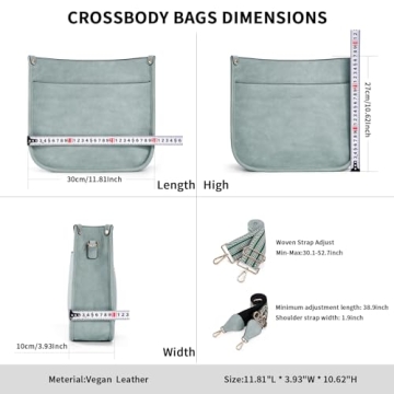 HKCLUF Crossbody Bags for Women Trendy Vegan Leather Hobo Handbags With 2 Adjustable Guitar Strap Crossbody Bucket Purse for Women(Green)