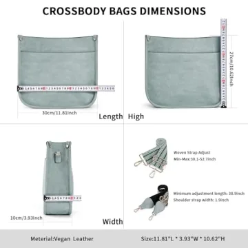 HKCLUF Crossbody Bags for Women Trendy Vegan Leather Hobo Handbags With 2 Adjustable Guitar Strap Crossbody Bucket Purse for Women(Green)