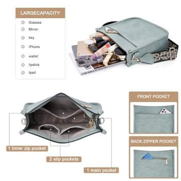 HKCLUF Crossbody Bags for Women Trendy Vegan Leather Hobo Handbags With 2 Adjustable Guitar Strap Crossbody Bucket Purse for Women(Green)