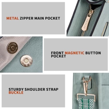 HKCLUF Crossbody Bags for Women Trendy Vegan Leather Hobo Handbags With 2 Adjustable Guitar Strap Crossbody Bucket Purse for Women(Green)