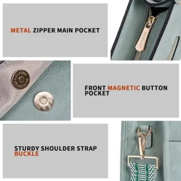 HKCLUF Crossbody Bags for Women Trendy Vegan Leather Hobo Handbags With 2 Adjustable Guitar Strap Crossbody Bucket Purse for Women(Green)