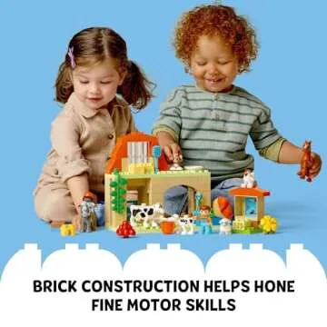 LEGO DUPLO Town Caring for Animals at The Farm Building Toys Playset - Learning, Educational Toys for Toddlers & Preschool, Ages 2+ - Building Blocks for Pretend Play Set W/Animal Figures - 10416