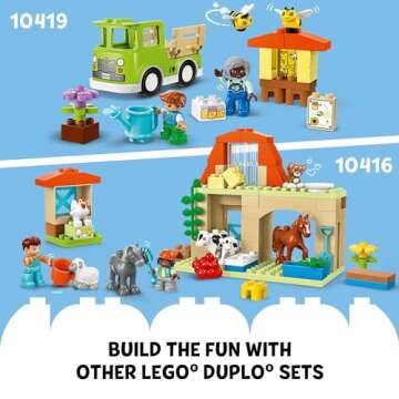 LEGO DUPLO Town Caring for Animals at The Farm Building Toys Playset - Learning, Educational Toys for Toddlers & Preschool, Ages 2+ - Building Blocks for Pretend Play Set W/Animal Figures - 10416