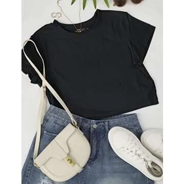 MEROKEETY Women’s Chic Cropped T-Shirt for Summer
