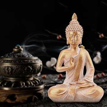 Buddha Statue for Meditation and Zen Decor 10 Inch Gold