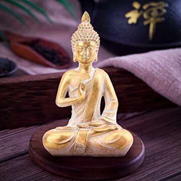 Buddha Statue for Meditation and Zen Decor 10 Inch Gold