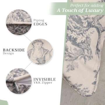 Maison d' Hermine Decorative Pillow Cover 100% Cotton 18 Inch x 18 Inch Toile Washable Cushion Covers with Invisible Zipper for Couch, Bedroom, Home, The Miller - Paloma Grey - Spring/Summer