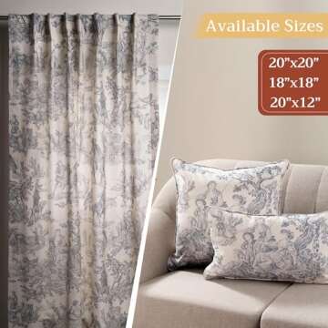 Maison d' Hermine Decorative Pillow Cover 100% Cotton 18 Inch x 18 Inch Toile Washable Cushion Covers with Invisible Zipper for Couch, Bedroom, Home, The Miller - Paloma Grey - Spring/Summer