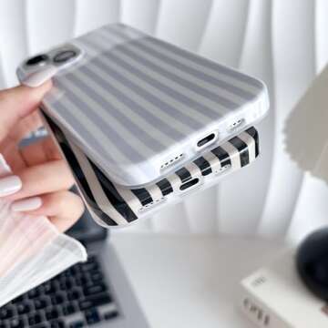 Yeddabox iPhone 14 Cute Striped Case Slim Shockproof Cover