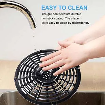 Air Fryer Grill Pan for Power XL 5QT Air fryer, 8.7'' 5QT Round Non-Stick Air Fryer Replacement Tray Rack Parts Accessories Crisper Plate Grill Plate for Ultrean Gourmia Air Fryer, Dishwasher Safe