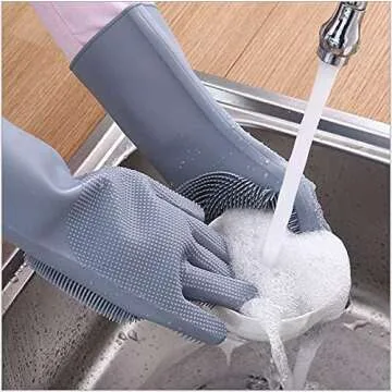 Forliver Silicone Dish Washing Cleaning Sponge Gloves, Dog Care, Silicone Reusable Rubber Brush Scru...