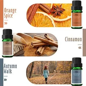 Autumn Fragrance Oils, MitFlor Premium Scented Oils, Essential Oils for Diffuser, Candle & Soap Making Scents, Fall Aromatherapy Oil Gift Set, Cinnamon, Orange Spice, Vanilla Pumpkin and More