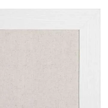 DesignOvation Beatrice Framed Linen Fabric Pinboard, 27x33, White, Rustic Wall Organization