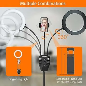 SEBIDER Dual 36W 6500K LED Ring Light with 73" Extendable Tripod Stand & Phone Holder, Portable Light Rings Used for YouTube Video/Selfie/Live Stream/Makeup/TikTok