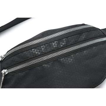 MOCE Waist Bag Fanny Pack for Men & Women Fashion Water Resistant Hip Bum Bag with Adjustable Belt for Travel Hiking Running Outdoor Sports.(Black02)