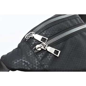 MOCE Waist Bag Fanny Pack for Men & Women Fashion Water Resistant Hip Bum Bag with Adjustable Belt for Travel Hiking Running Outdoor Sports.(Black02)