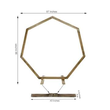 Efavormart 7FT Wooden Wedding Arch, Heptagonal Wedding Arbor, Photo Booth Backdrop Stand for Weddings, Parties, Indoor, Outdoor, Backdrops, Garden Decorations