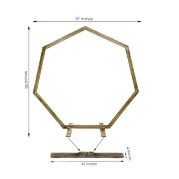 Efavormart 7FT Wooden Wedding Arch, Heptagonal Wedding Arbor, Photo Booth Backdrop Stand for Weddings, Parties, Indoor, Outdoor, Backdrops, Garden Decorations