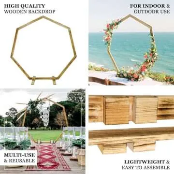 Efavormart 7FT Wooden Wedding Arch, Heptagonal Wedding Arbor, Photo Booth Backdrop Stand for Weddings, Parties, Indoor, Outdoor, Backdrops, Garden Decorations