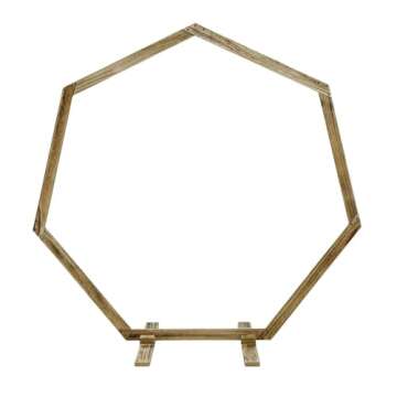 Efavormart 7FT Wooden Wedding Arch, Heptagonal Wedding Arbor, Photo Booth Backdrop Stand for Weddings, Parties, Indoor, Outdoor, Backdrops, Garden Decorations