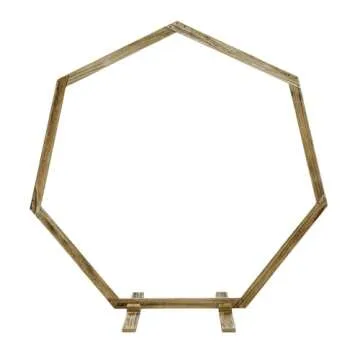 Efavormart 7FT Wooden Wedding Arch, Heptagonal Wedding Arbor, Photo Booth Backdrop Stand for Weddings, Parties, Indoor, Outdoor, Backdrops, Garden Decorations
