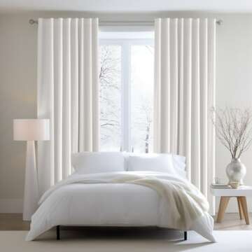 COTTON CRAFT White Curtain Window Panel Drapes - Set of 2 - Thick Cotton Duck Fabric Reverse Tab Top...