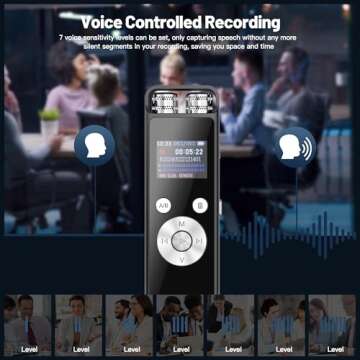 64GB Digital Voice Recorder with Playback,Portable Recording Device,Voice Activated Recorder,Noise Reduction Audio Recorder for Lectures Meetings - with Password, Variable Speed, MP3