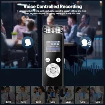 64GB Digital Voice Recorder with Playback,Portable Recording Device,Voice Activated Recorder,Noise Reduction Audio Recorder for Lectures Meetings - with Password, Variable Speed, MP3