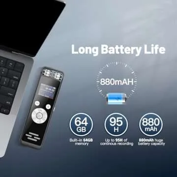 64GB Digital Voice Recorder with Playback,Portable Recording Device,Voice Activated Recorder,Noise Reduction Audio Recorder for Lectures Meetings - with Password, Variable Speed, MP3
