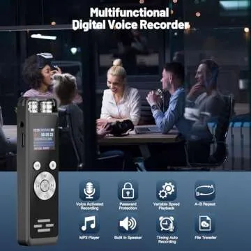 64GB Digital Voice Recorder with Playback,Portable Recording Device,Voice Activated Recorder,Noise Reduction Audio Recorder for Lectures Meetings - with Password, Variable Speed, MP3