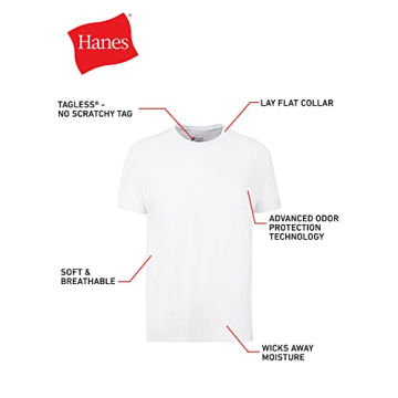Hanes Men's Cotton Moisture-Wicking Crew Tees – Multi-Pack