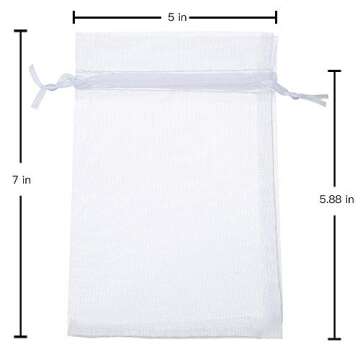 Stratalife 5X7 Organza Bags Small Mesh Bags With Drawstring Bags Small Jewelry Bags Favor Bags Wedding Party Bags Candy Bags (50PCS White)