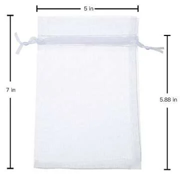 Stratalife 5X7 Organza Bags Small Mesh Bags With Drawstring Bags Small Jewelry Bags Favor Bags Wedding Party Bags Candy Bags (50PCS White)