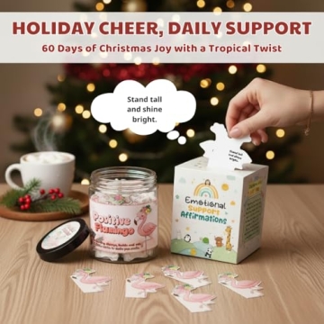 Positive Flamingo Jar with 60 Daily Affirmation Cards for Emotional Support and Joyful Décor