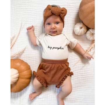 Eadrioss 3Pcs Baby Girl Halloween Pumpkin Outfit