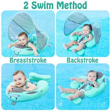 Mambobaby Float Baby Swim Float with Canopy, Non-Inflatable Solid Baby Float, Upgrade Soft Skin-Friendly Fabric Material Infant Swim Float for Boys and Girls Toddler (Special Edition Pink)