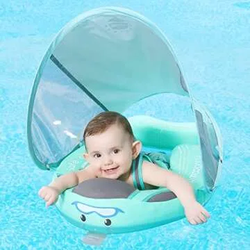 Mambobaby Baby Swim Float with Canopy Safety Features