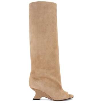 MissHeel Open Toe Slouch Boots for Women in Suede