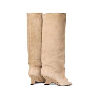 MissHeel Open Toe Slouch Boots for Women in Suede