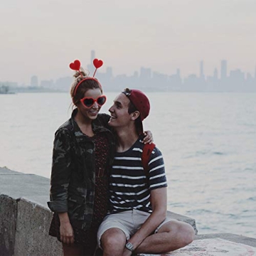 Zhanmai 4 Pcs Valentine's Day Heart Headband and Sunglasses Red Romantic Dress-up Accessories for Valentine's Day Wedding Engagement Anniversary New Year Birthday Party Supplies