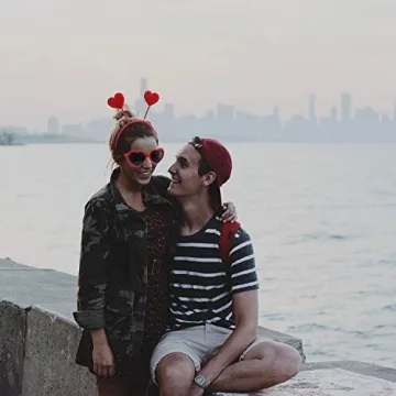 Zhanmai 4 Pcs Valentine's Day Heart Headband and Sunglasses Red Romantic Dress-up Accessories for Valentine's Day Wedding Engagement Anniversary New Year Birthday Party Supplies
