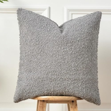 Sunkifover Textured Boucle Throw Pillow Cover 18x18 Inch, Accent Solid Decorative Pillow Cases Cozy ...