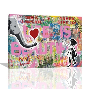 Banksy Girl Elephant Wall Art Canvas - Urban Art Decor